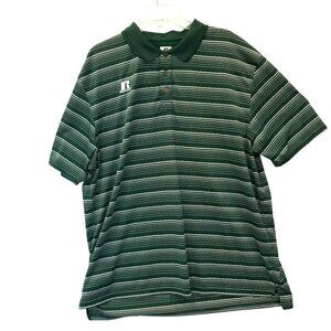 Russell Men's 3-Button Striped Golf Polo Shirt Size XXL in Green White Tennis